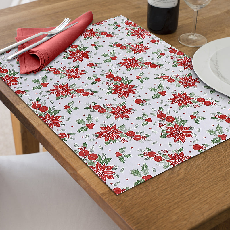 Cotton Fused Placemat Red Poinsettia - Set of 12