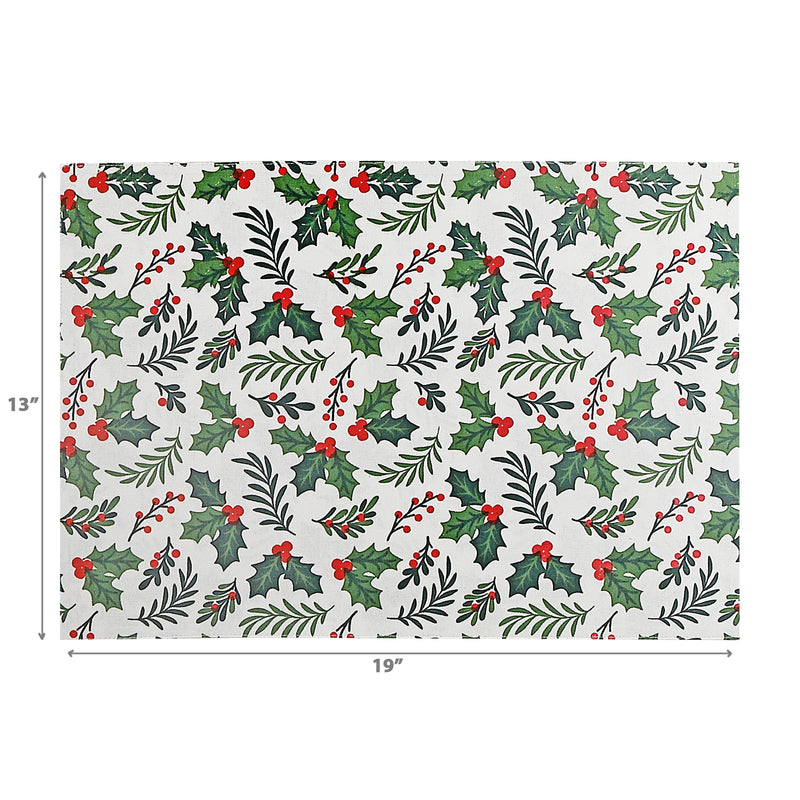 Cotton Fused Placemat Holly and Ivy - Set of 12