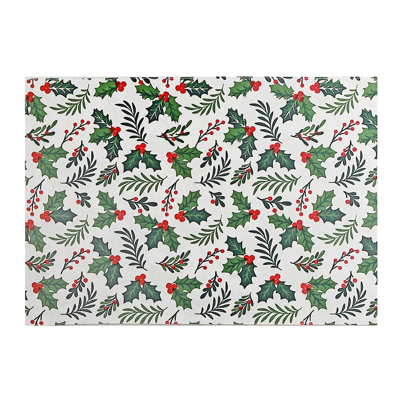 Cotton Fused Placemat Holly and Ivy - Set of 12