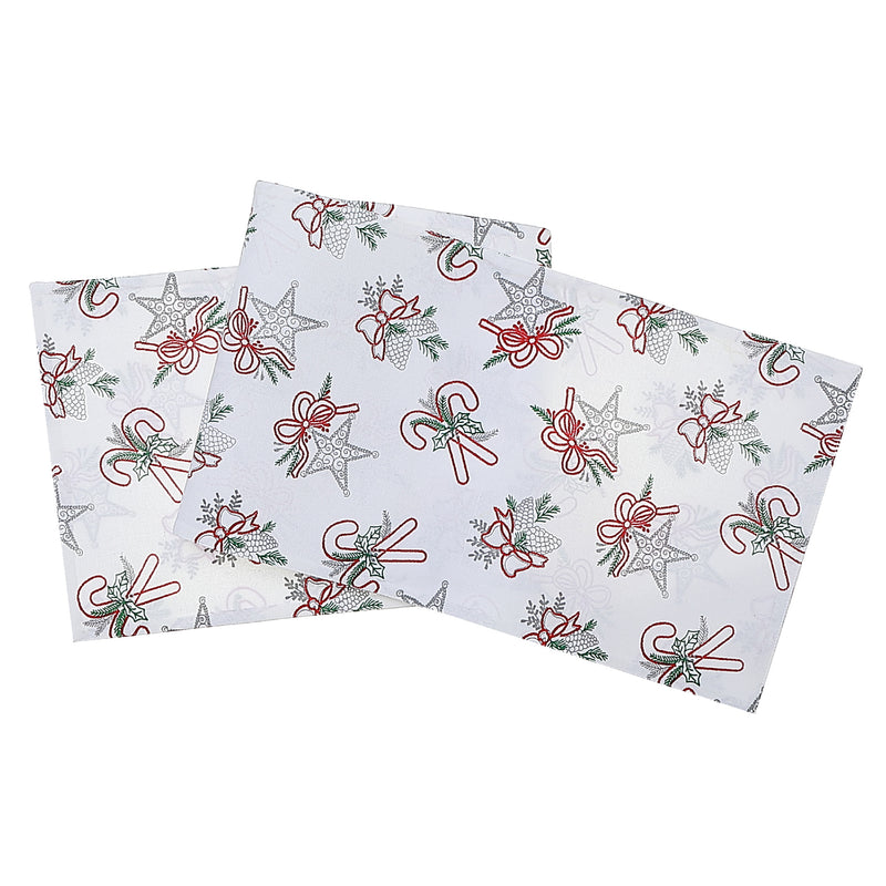 Cotton Fused Runner 54" Star and Candy Cane - Set of 2