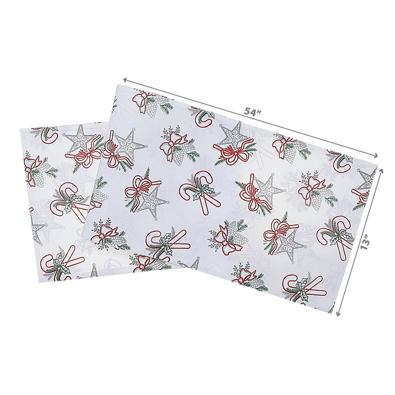 Cotton Fused Runner 54" Star and Candy Cane - Set of 2