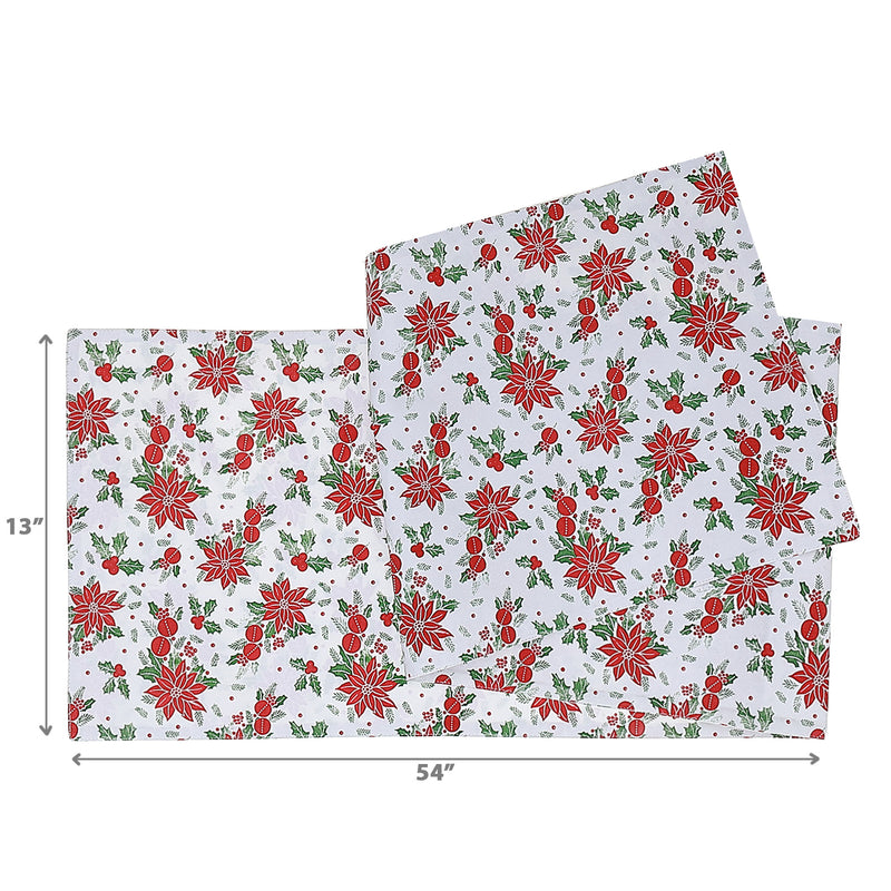 Cotton Fused Runner 54" Red Poinsettia - Set of 2