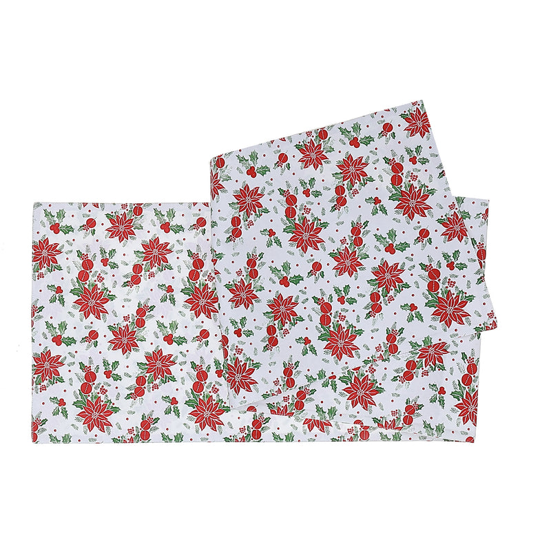 Cotton Fused Runner 54" Red Poinsettia - Set of 2