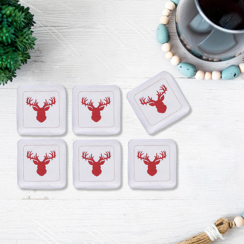 6 Pc Square Printed Coaster Deer