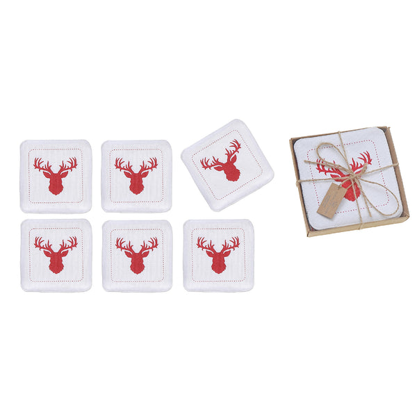 6 Pc Square Printed Coaster Deer