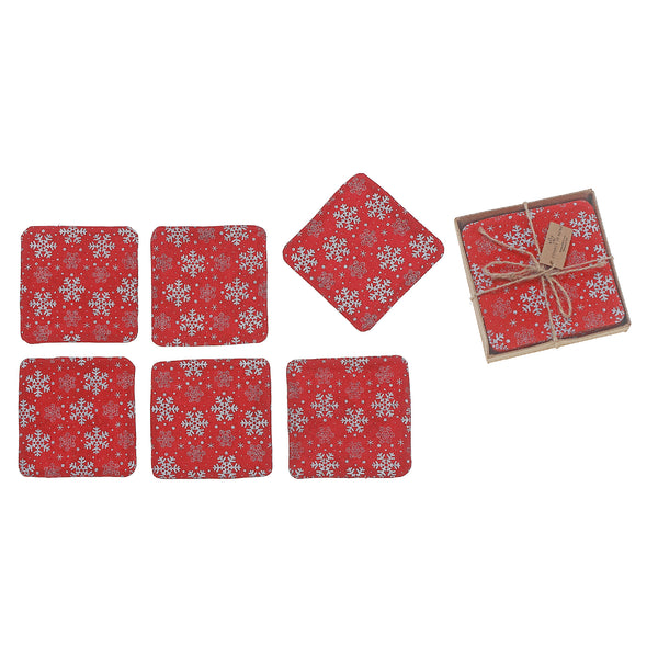 6 Pc Square Printed Coaster Snowflake