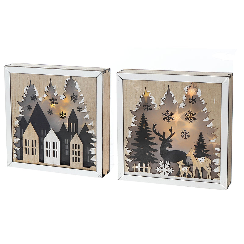 Led Wooden Scenic Decor - Set of 2