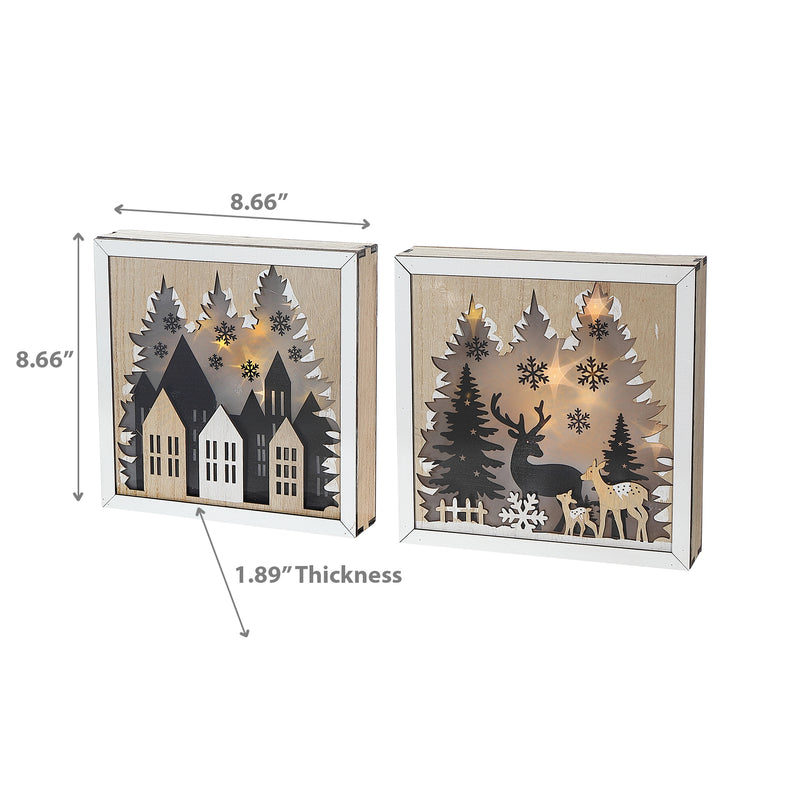 Led Wooden Scenic Decor - Set of 2