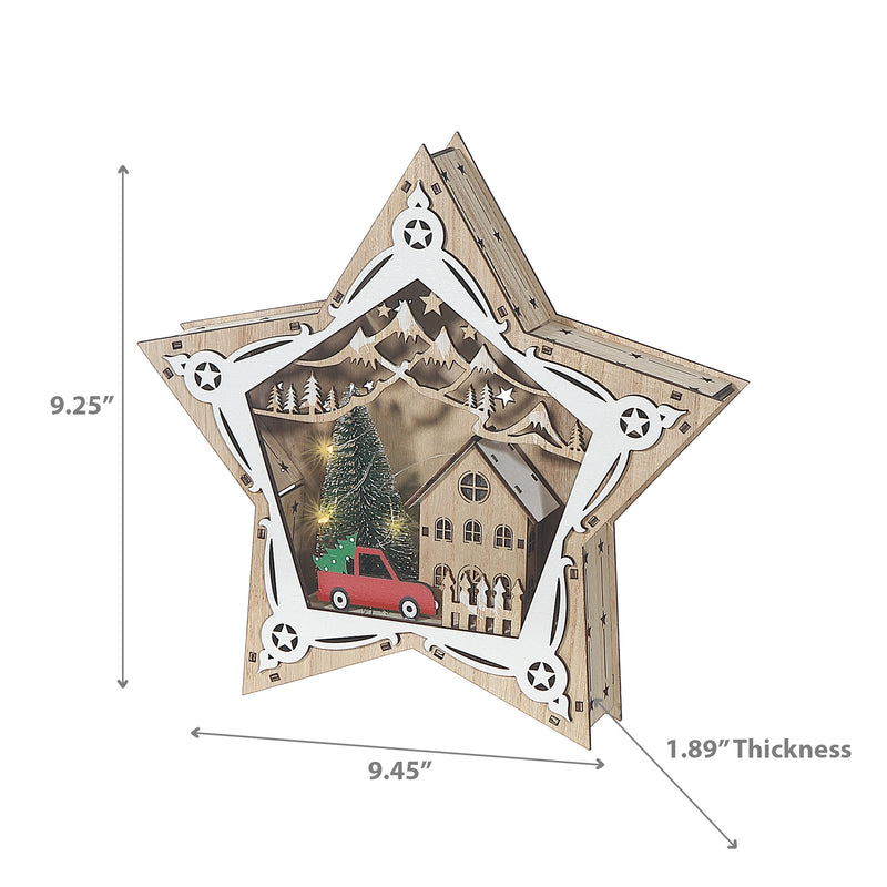 Led Wooden Star Shape Stand Small