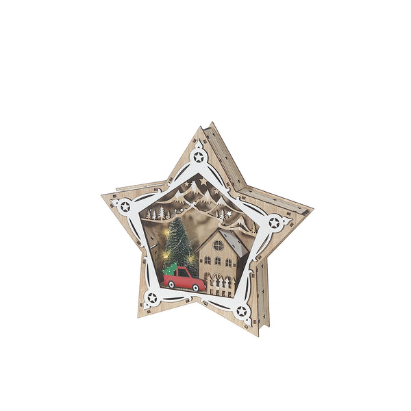 Led Wooden Star Shape Stand Small