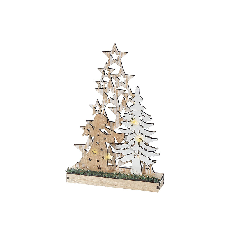 Led Wooden Star Tree And Angel Stand Large