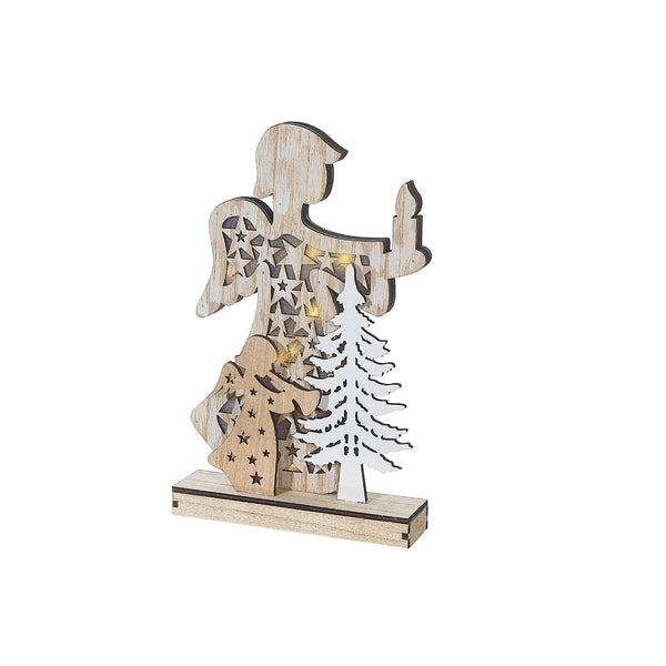 Led Wooden Angel Stand Large