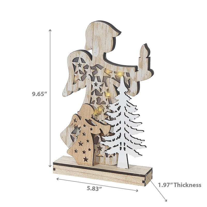 Led Wooden Angel Stand Small