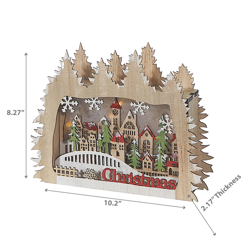 Led Wooden Forest Shape With Christmas Scenic Decor