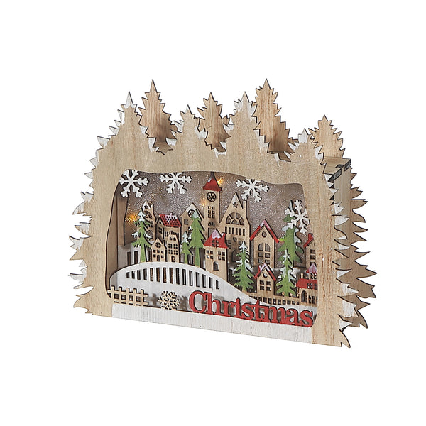 Led Wooden Forest Shape With Christmas Scenic Decor