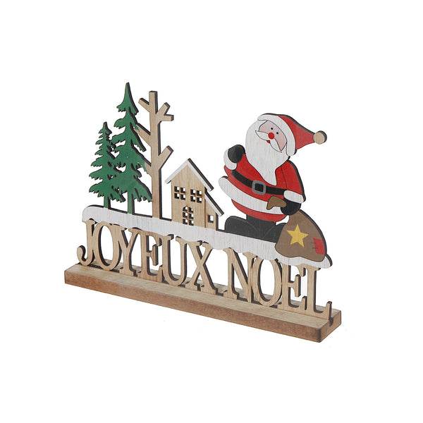 Wooden Joyeux Noel With Santa Stand