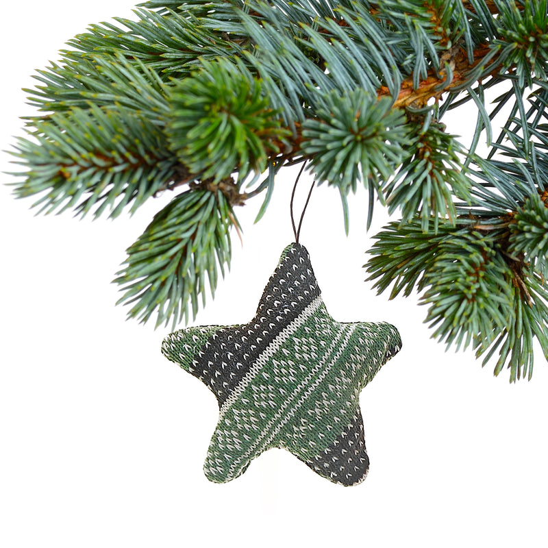 Star Ornament Green Large - Set of 6