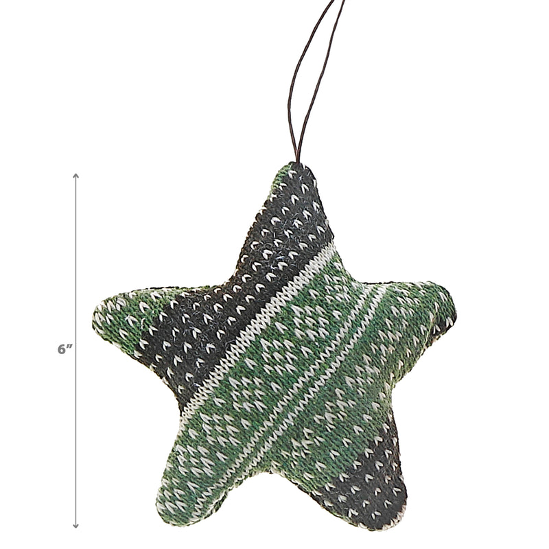 Star Ornament Green Large - Set of 6