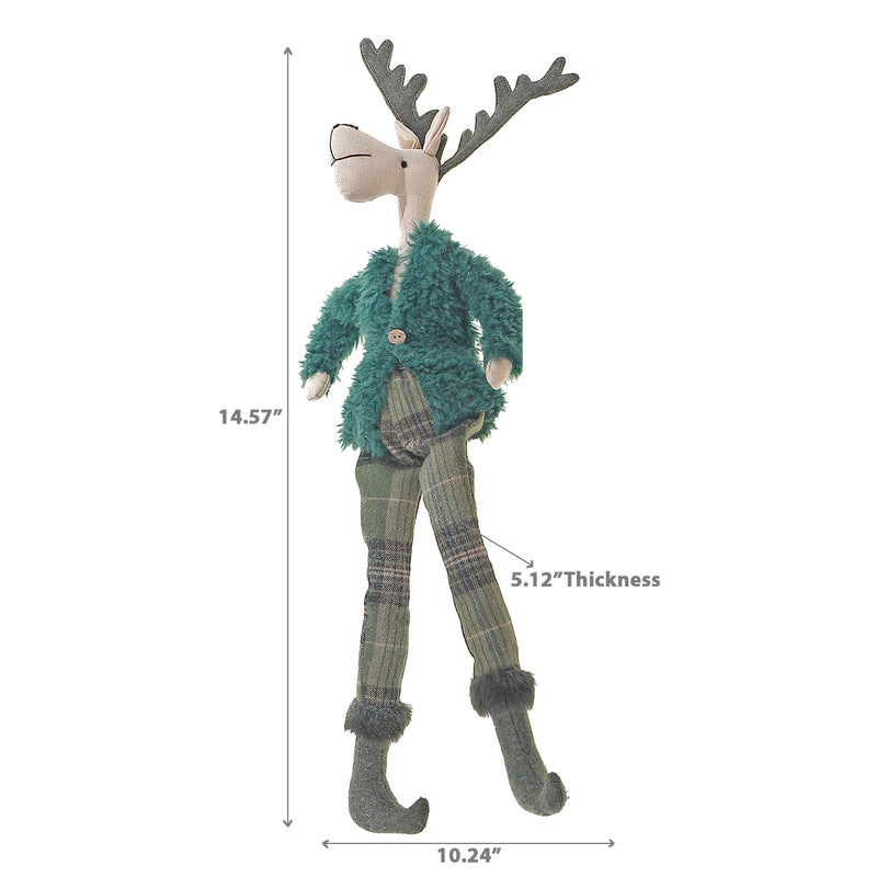 Green Jacket Reindeer Plush Sitter