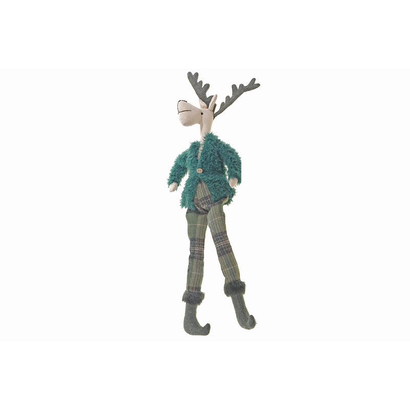 Green Jacket Reindeer Plush Sitter