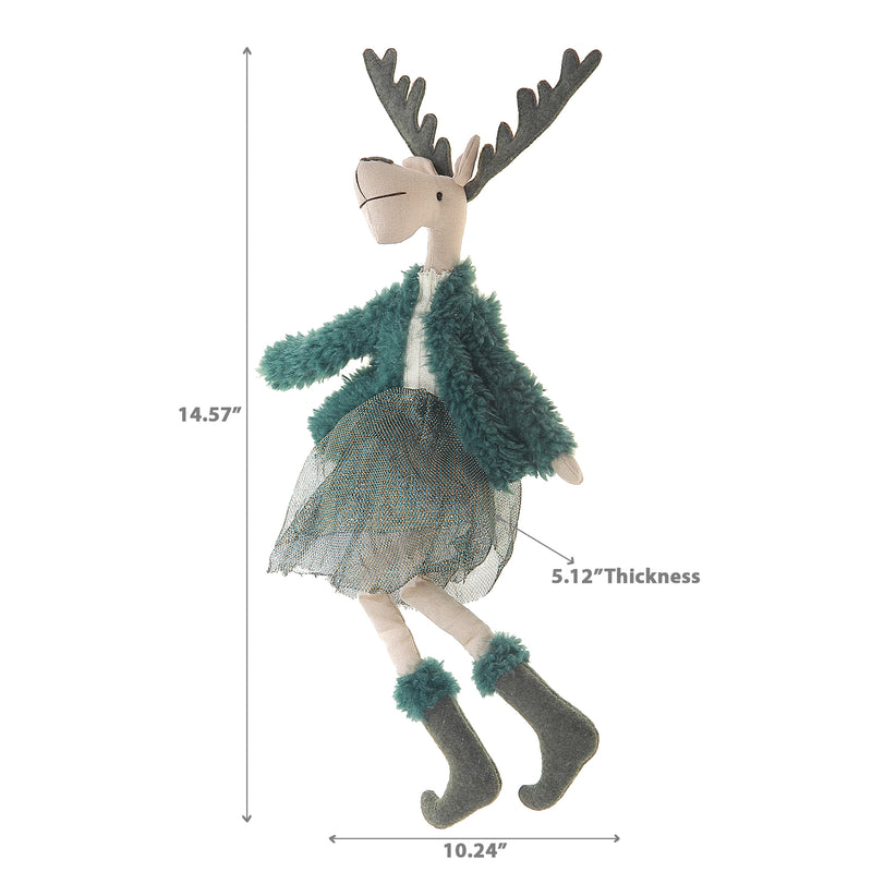 Green Jacket With Skirt Reindeer Plush Sitter