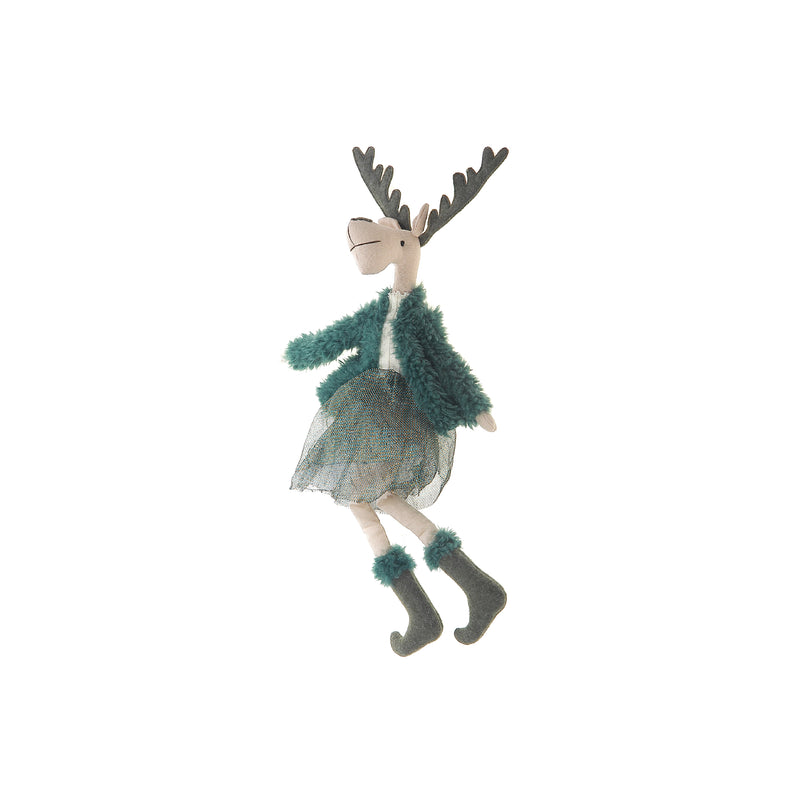 Green Jacket With Skirt Reindeer Plush Sitter