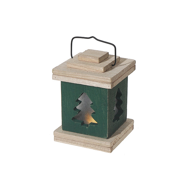 Led Wooden Lantern Tree Green