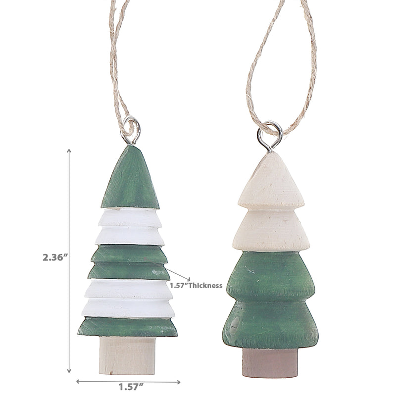 Wooden Tree Ornament - Set of 12