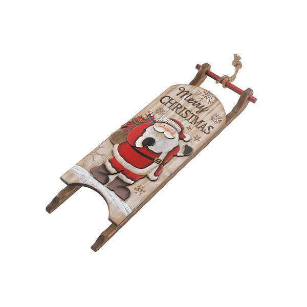 Merry Christmas Wooden Santa Sleigh Hanger