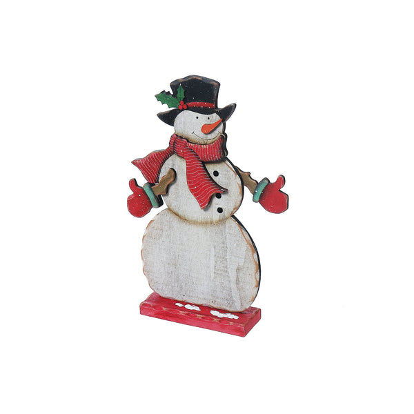 Wooden Snowman Stand On Base