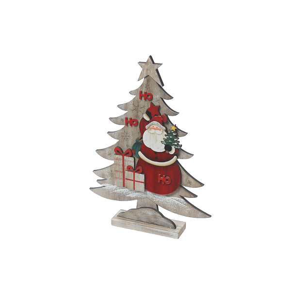 Wooden Christmas Tree With Santa Stand