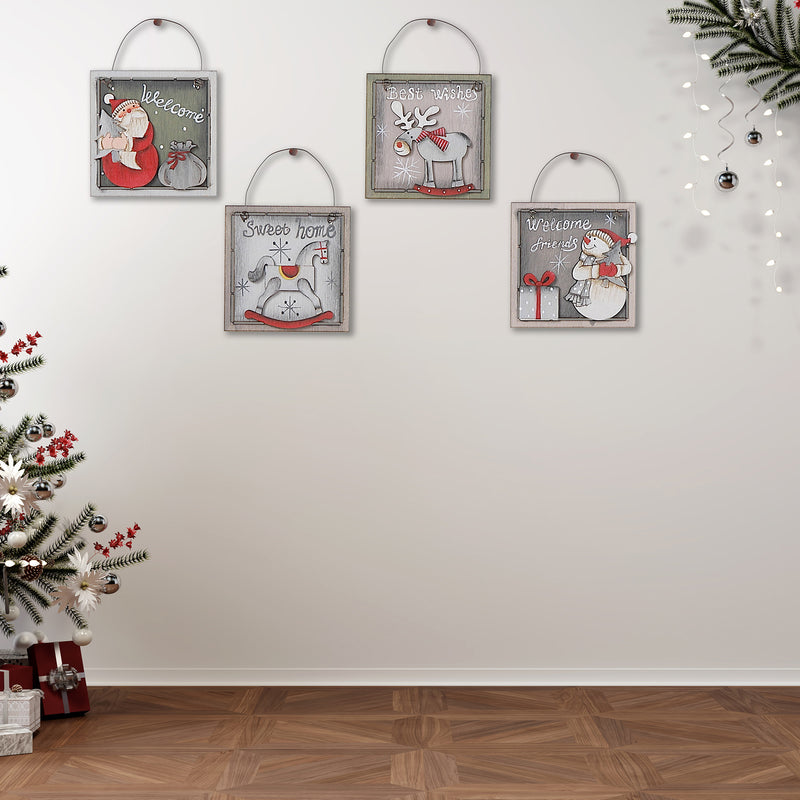 Square Wooden Christmas Ornament - Set of 12