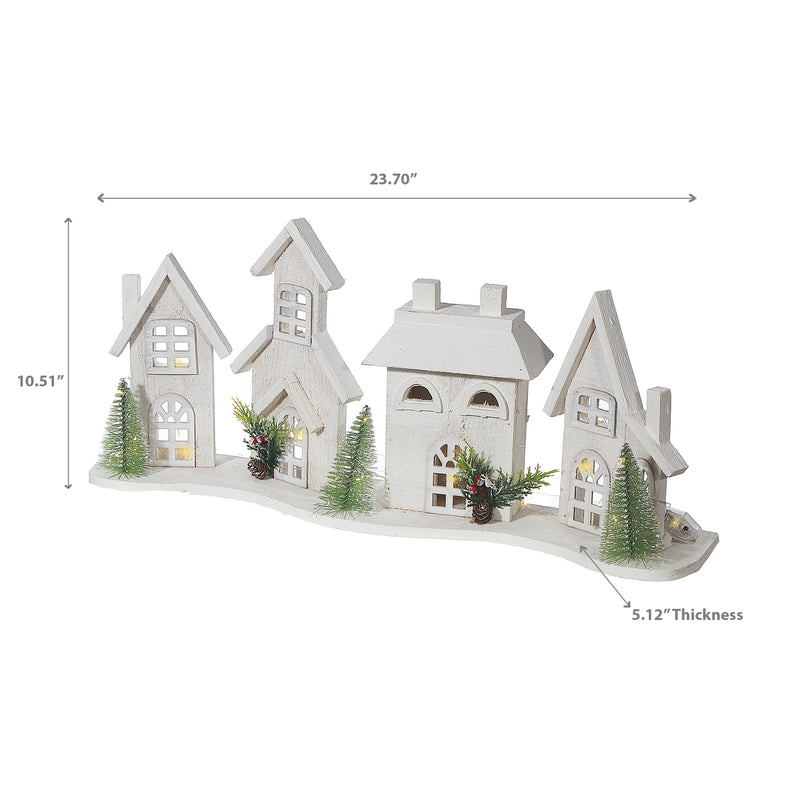 Led White Wooden House - Curved 20.87"