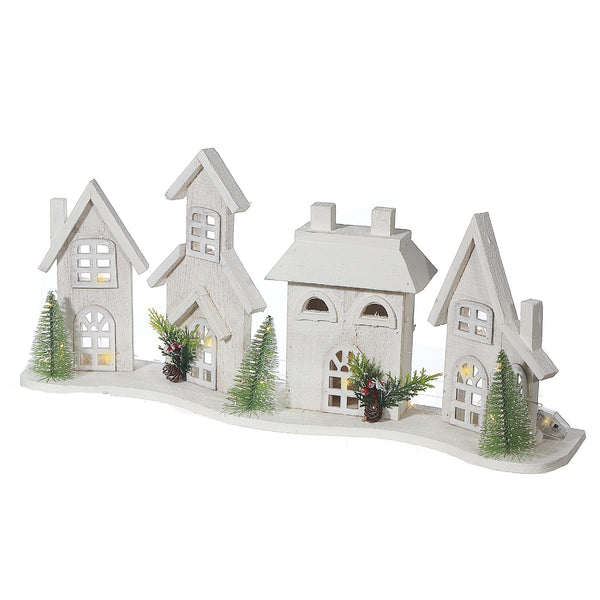 Led White Wooden House - Curved 20.87"