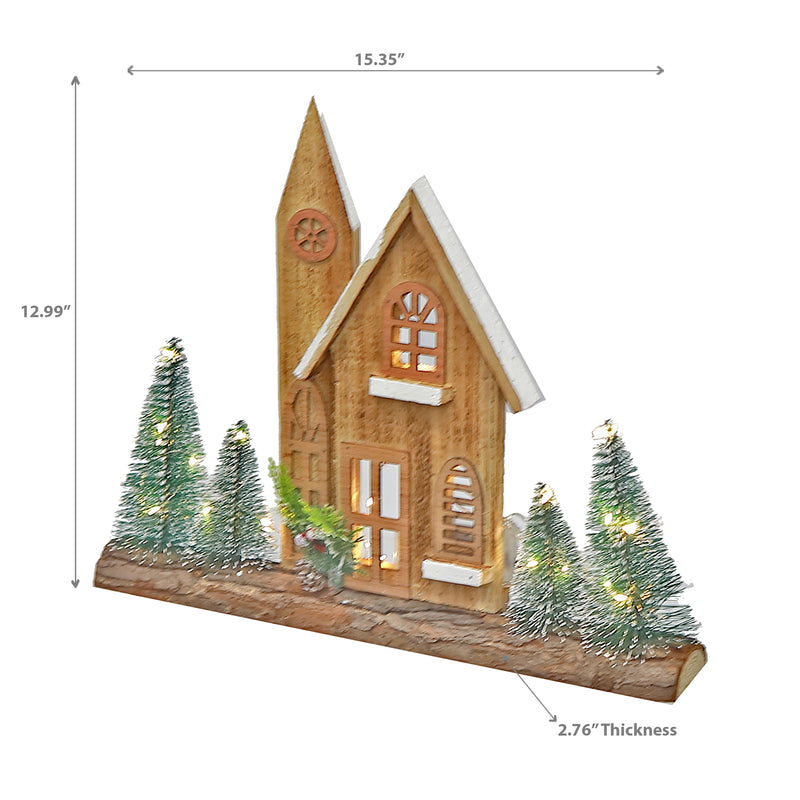 Led Wooden House 12.99"