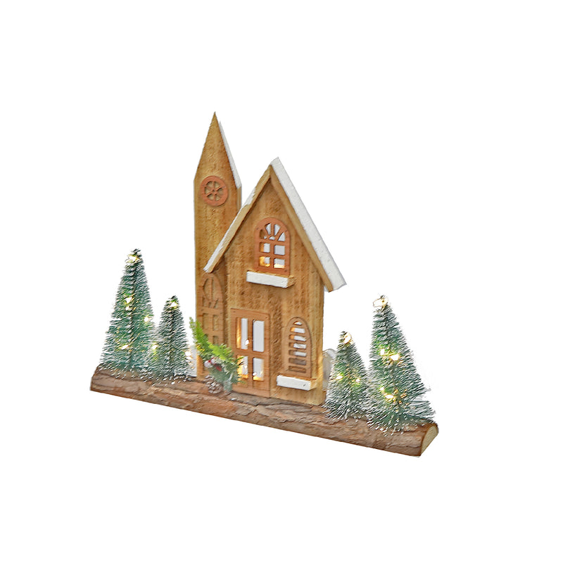 Led Wooden House 12.99"