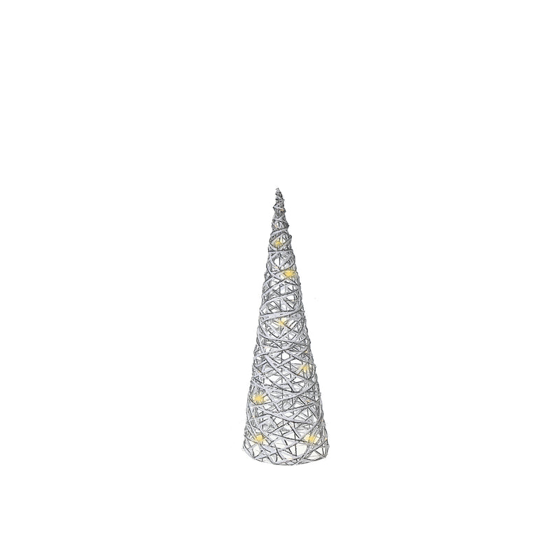 Led White and Silver Paper Cone Tree Medium 23.62"