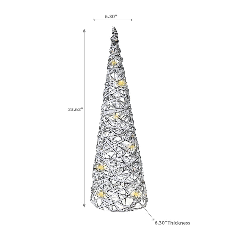 Led White and Silver Paper Cone Tree Medium 23.62"