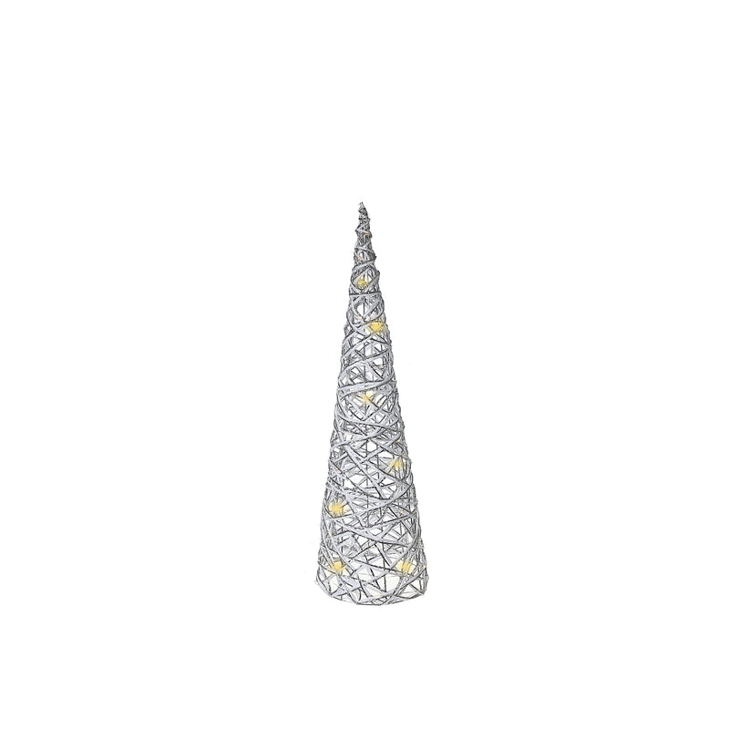 Led White and Silver Paper Cone Tree Small 15.75"