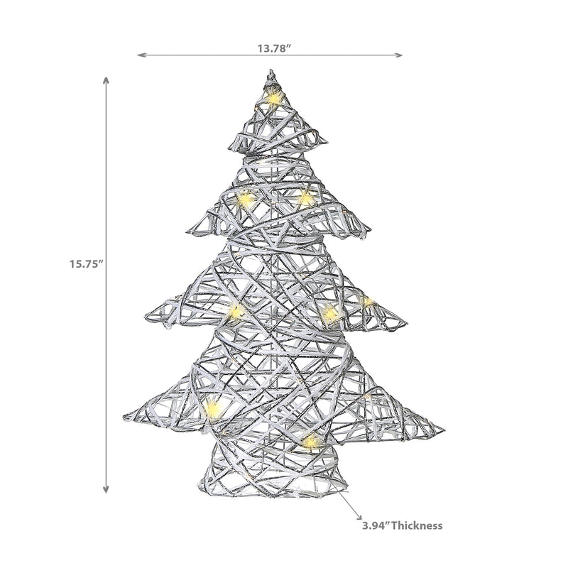 Led White and Silver Paper Christmas Tree Small 15.75"