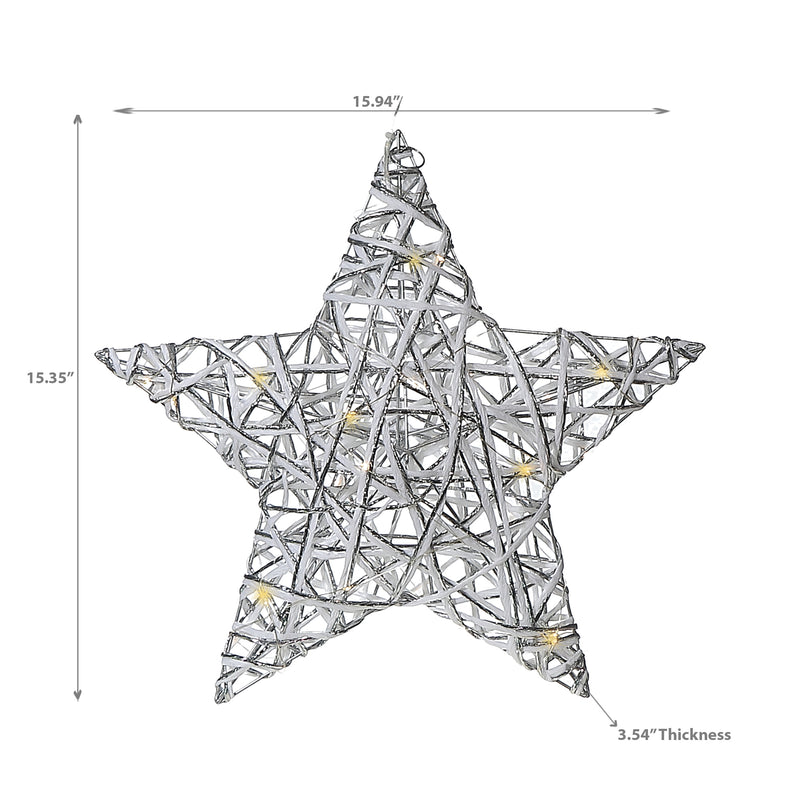 Led White and Silver Paper Star Large 15.35"