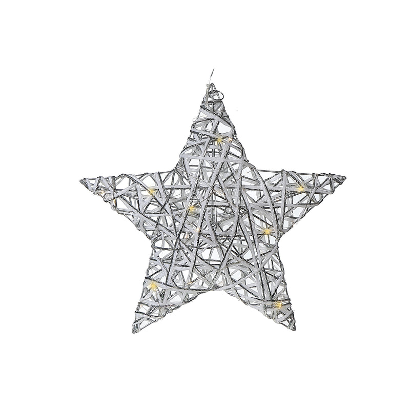 Led White and Silver Paper Star Large 15.35"