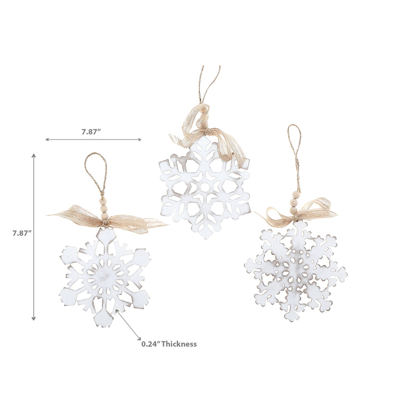 Wooden Snowflake Ornament - Set of 3