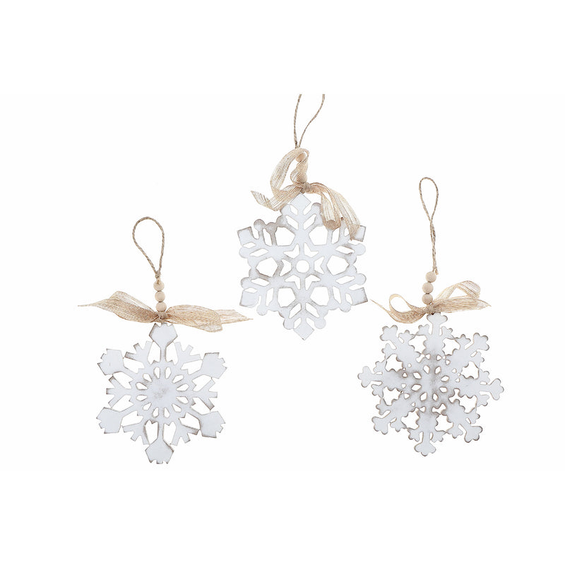 Wooden Snowflake Ornament - Set of 3