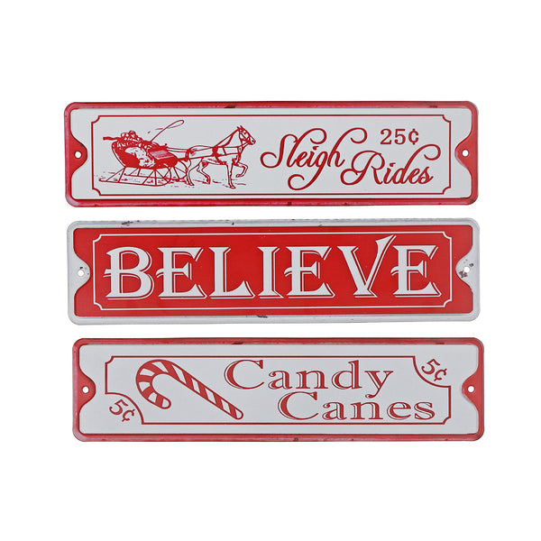 Embossed Metal Sign - Set of 3