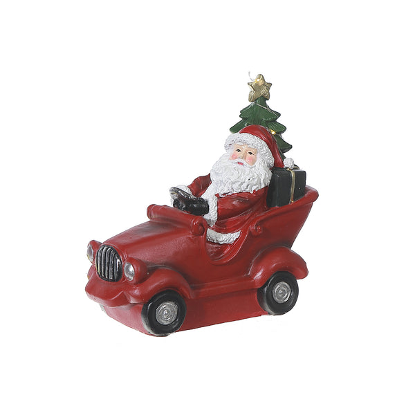 Led Polyresin Santa On Car Large