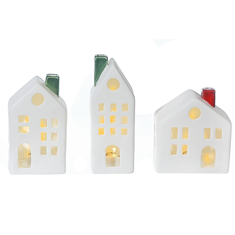 Led Ceramic House Set Of 3