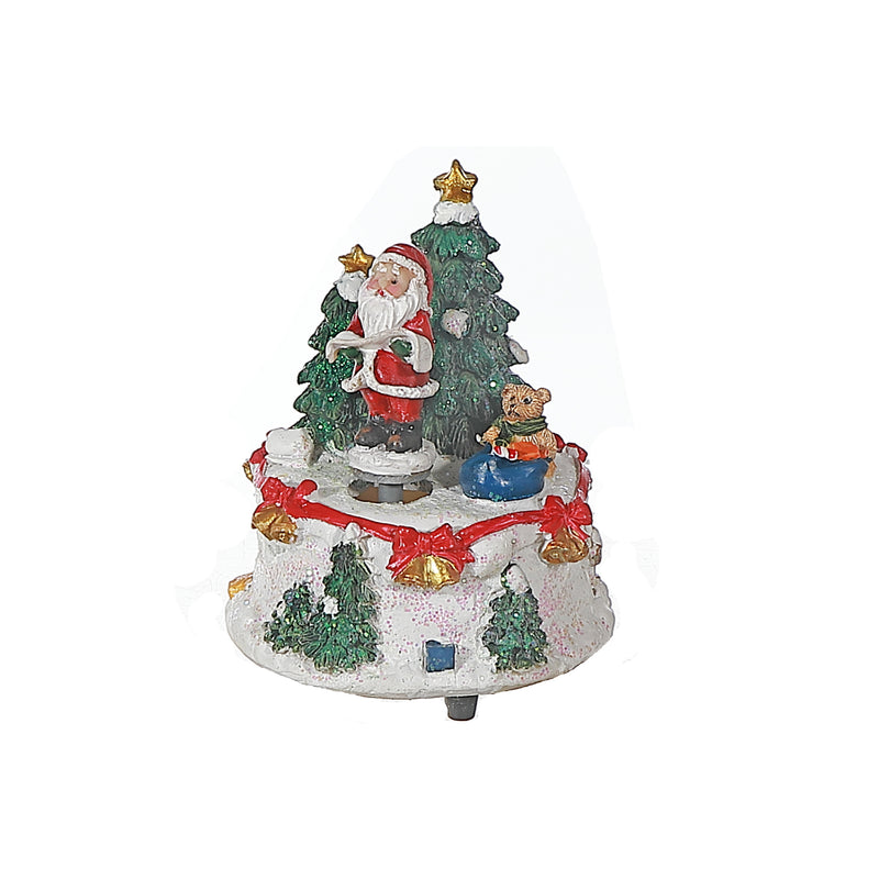 Polyresin Snow Santa Music Box