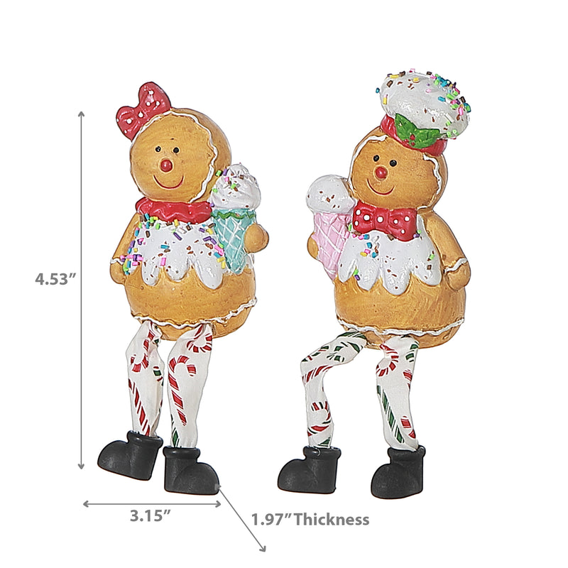 Polyresin Sitting Ginger Bread Man - Set of 2