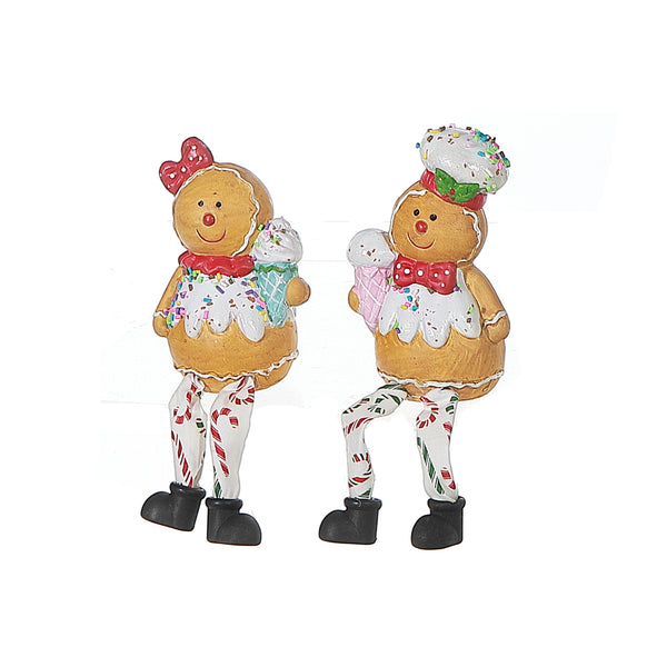 Polyresin Sitting Ginger Bread Man - Set of 2